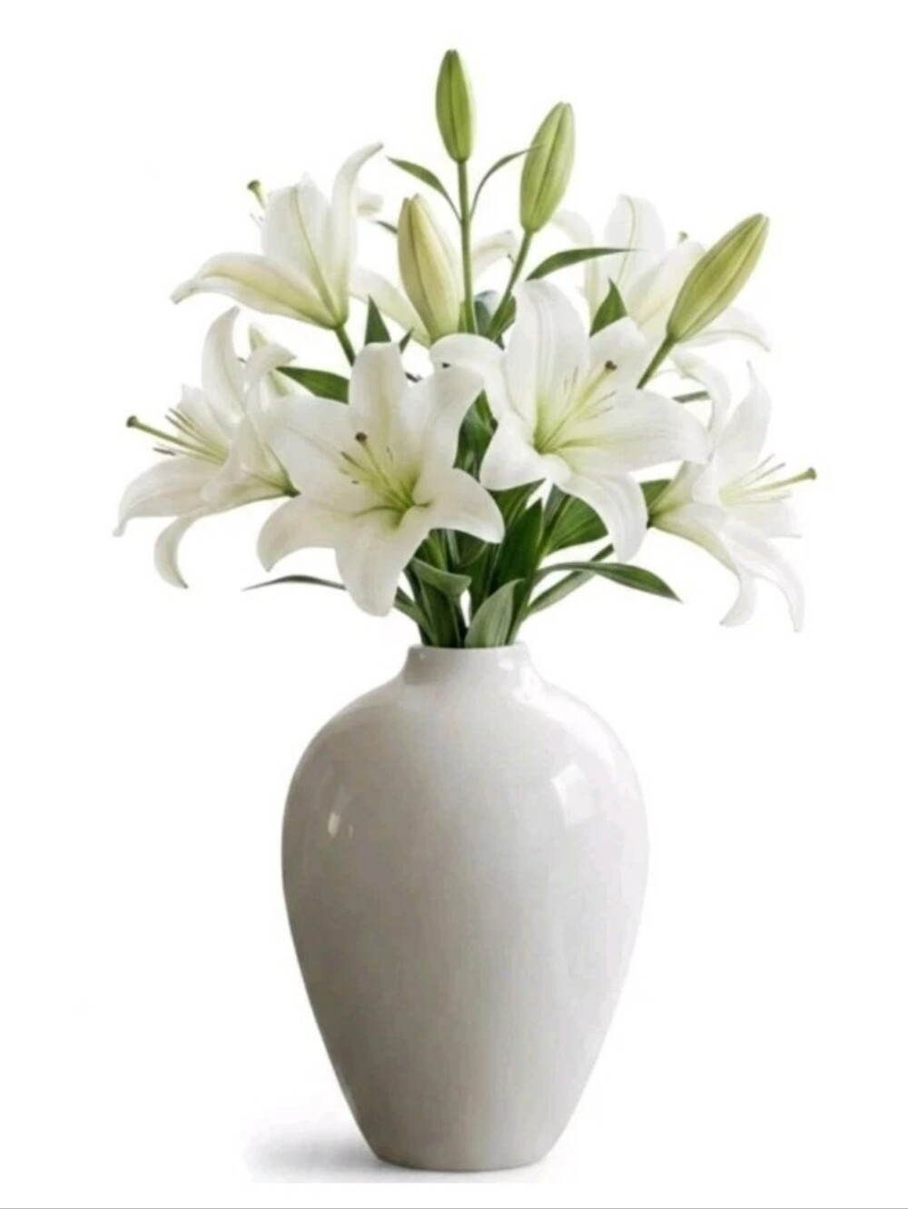 Glossy White Smooth Finish Ceramic Decorative Home Decor Floral Arrangement Vase